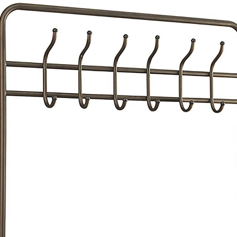 Stylish Black and Walnut Hall Tree with Hooks