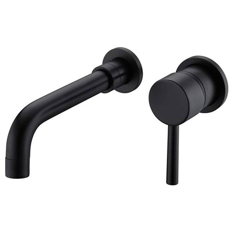 Sleek Matte Black Wall-Mount Bathroom Faucet