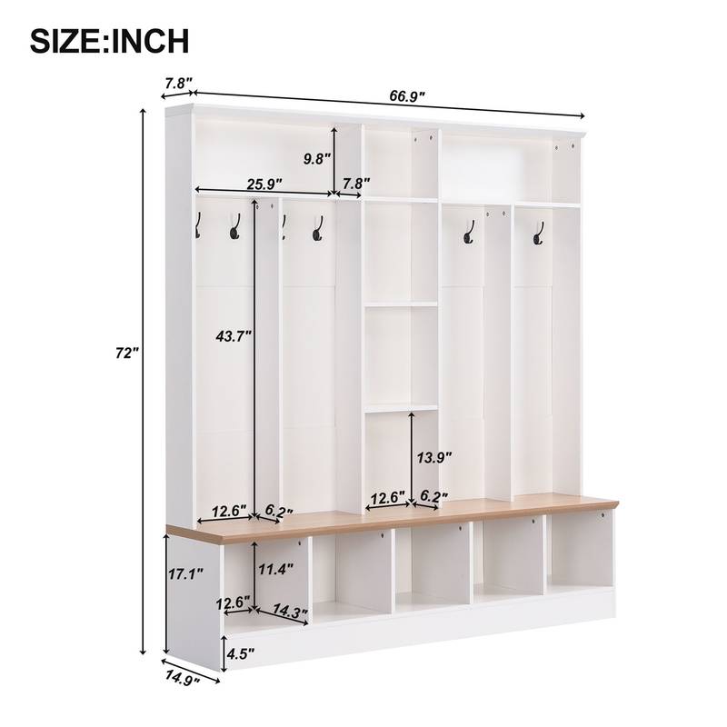 Chic Entryway Hall Tree with Storage Bench & Coat Rack