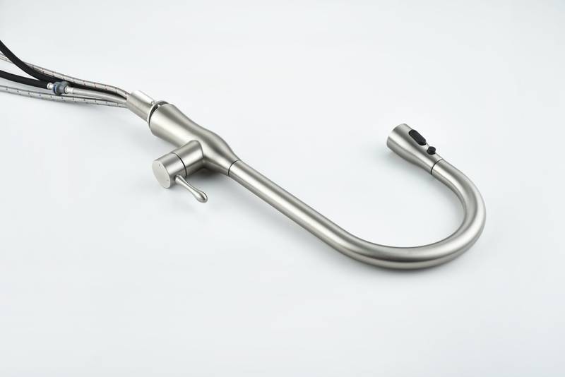 Sleek Brushed Nickel Pull-Down Kitchen Faucet