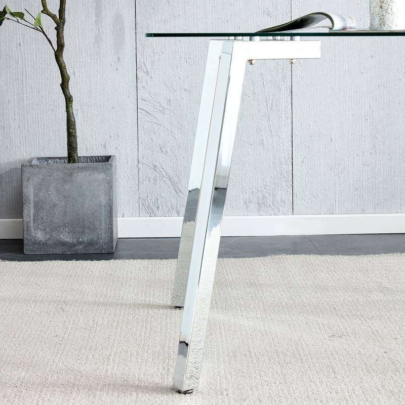 Sleek Glass & Metal Dining Table for Modern Spaces