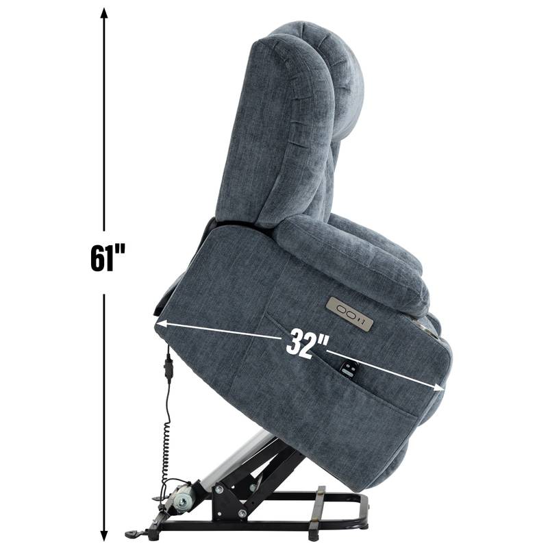 Cozy Power Lift Recliner with Massage & Heat - Heavy Duty Comfort in Blue