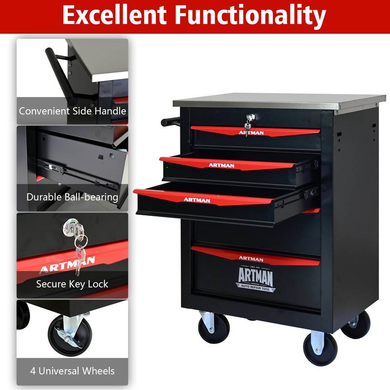 Rolling Tool Cart with Stainless Steel Top – Smart Storage for Garage & Workshop