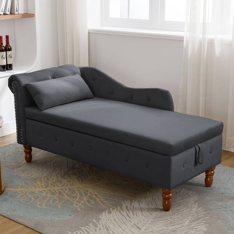 Velvet Dream Lounge Chair with Storage & Pillow