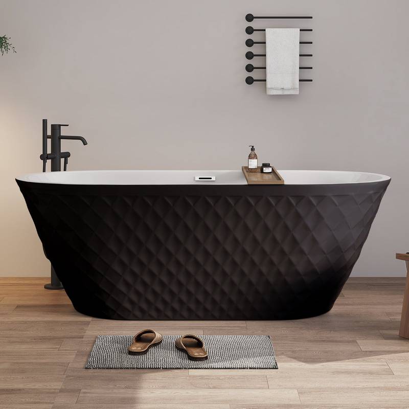 Diamond Delight Freestanding Bathtub in Black