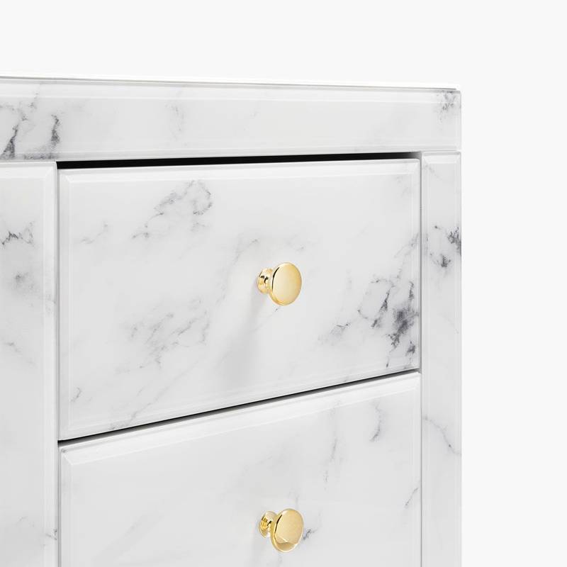 Chic Marble Nightstand with Three Drawers