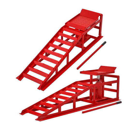 Heavy-Duty Hydraulic Car Ramps - Low Profile Lift for Trucks & Trailers