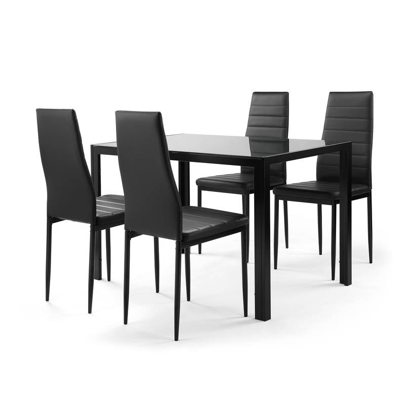 Sleek Glass Dining Set with Stylish Chairs