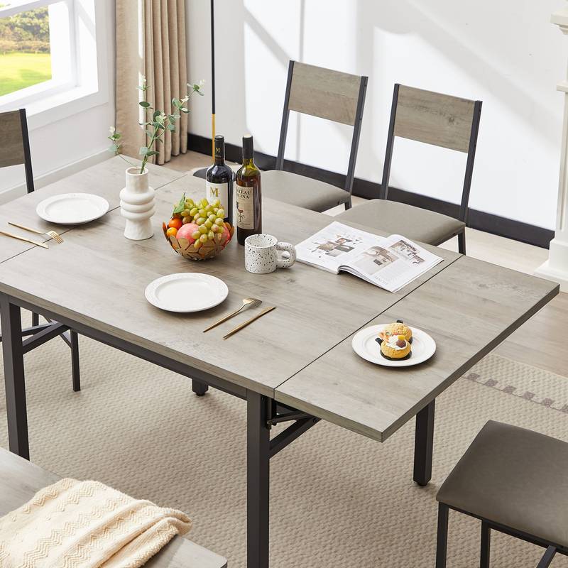 Cozy Foldable Dining Table in Grey