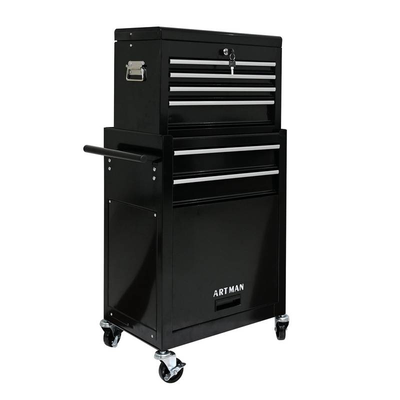 Rolling Tool Chest on Wheels – Black Storage Cabinet with Drawers