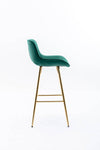 Chic Green Velvet Bar Stools with Gold Legs - Set of Two