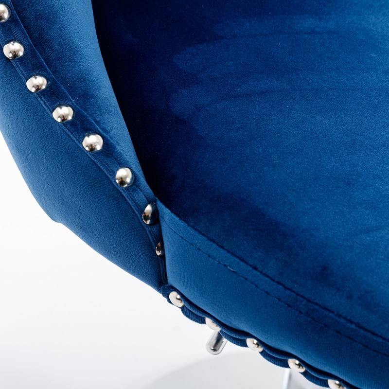 Chic Velvet Swivel Barstools - Set of Two in Blue
