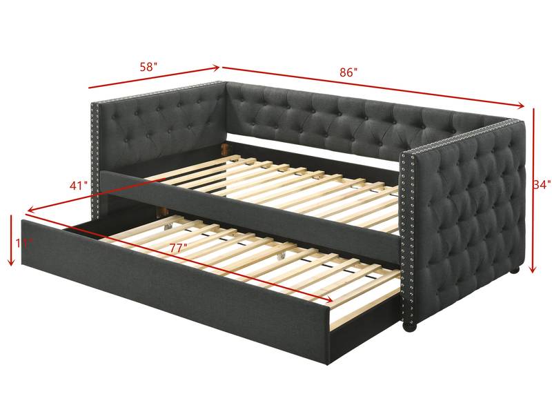 Romona Cozy Gray Daybed & Trundle Combo