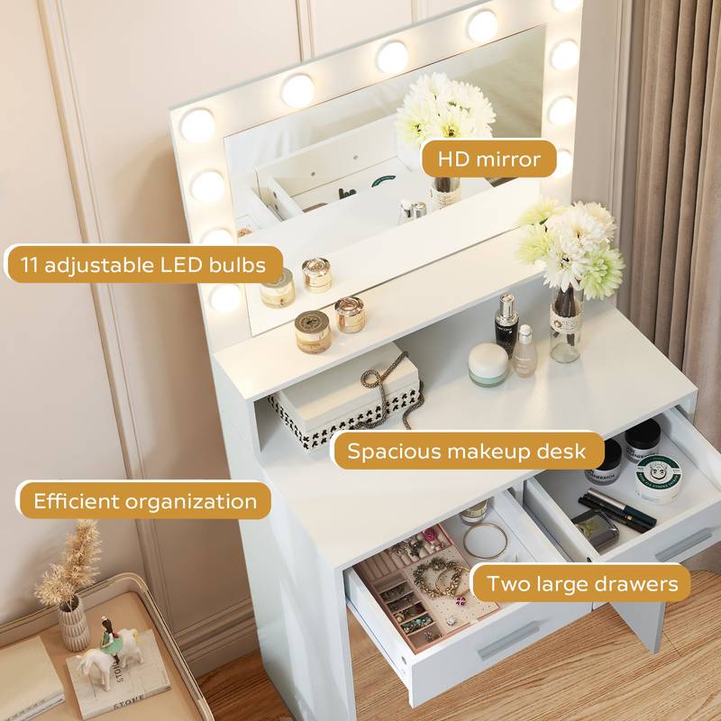 Glam Light-Up Vanity Desk with Storage
