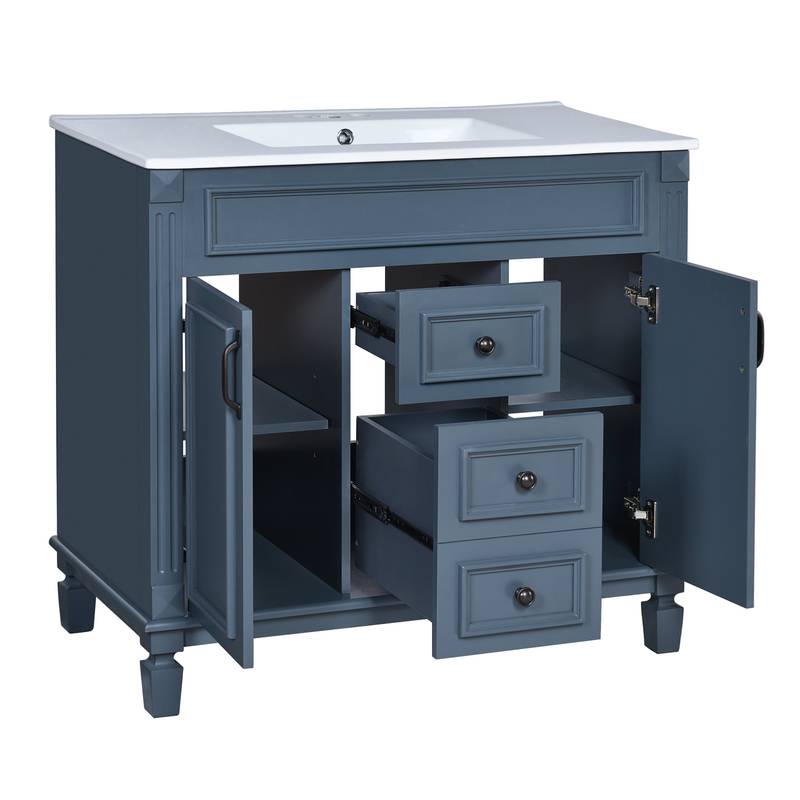 Chic Royal Blue Bathroom Vanity with Sink & Storage