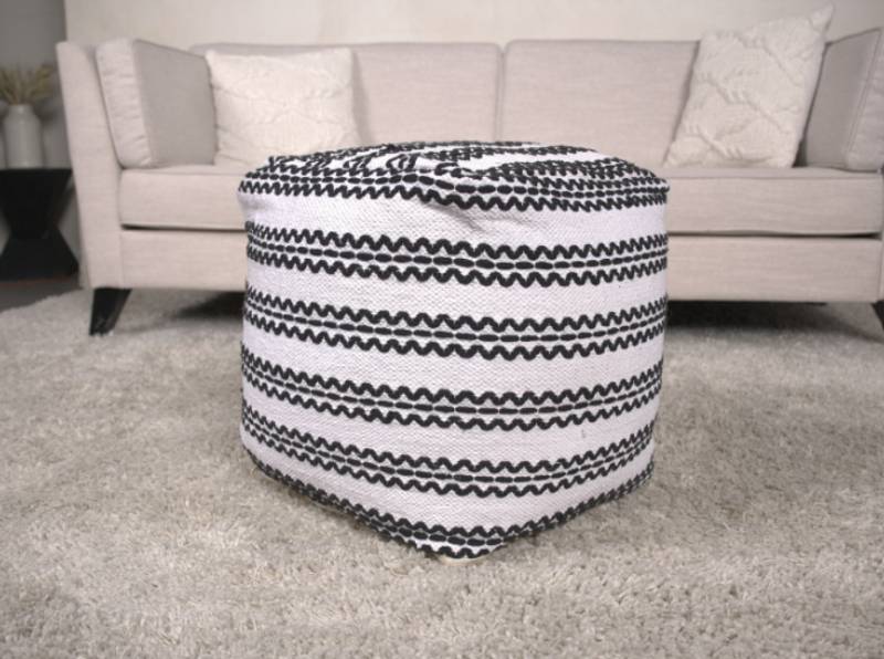 Lani Chic Black and Natural Pouf