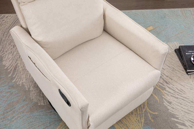 Cozy Beige Swivel Rocker Glider Chair