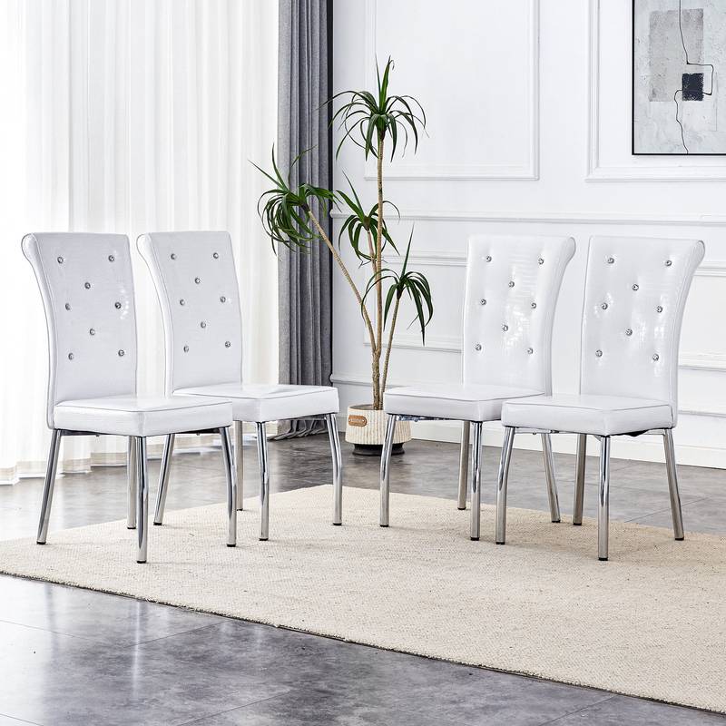 Chic Alligator Skin Dining Chairs with Crystal Accents