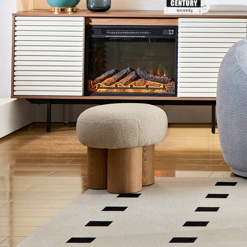 Cozy Mushroom Stool with Plush Cushion & Rustic Charm