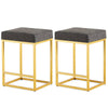 Chic Grey PU Leather Bar Stools with Footrests – Set of Two