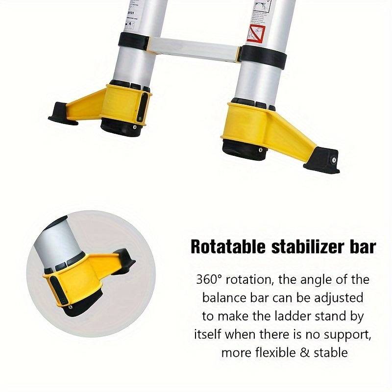Versatile Telescopic Ladder with Rotating Stabilizer and Magnetic Tool Holder