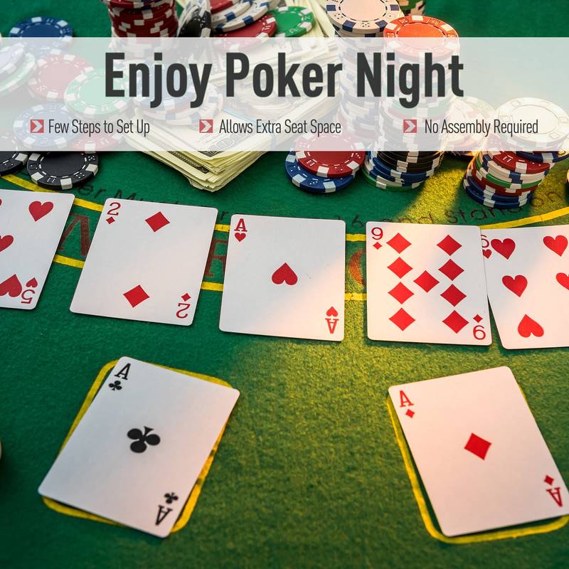 Green Felt Poker Table - Foldable Fun for Friends