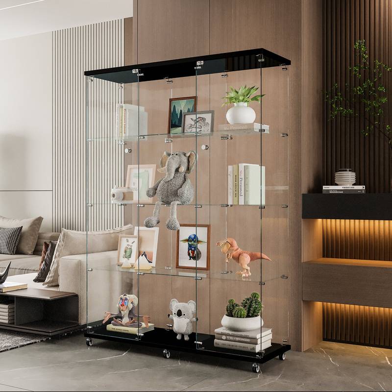 Black Curio Cabinet - Stylish Glass Display for Any Room
