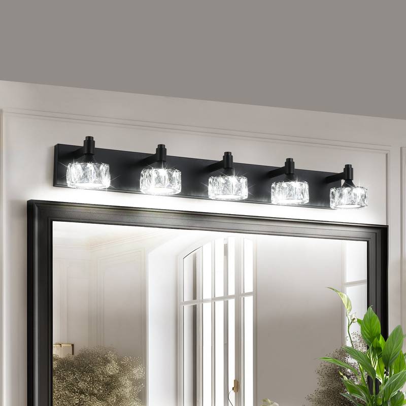 Sleek Black Crystal Vanity Light