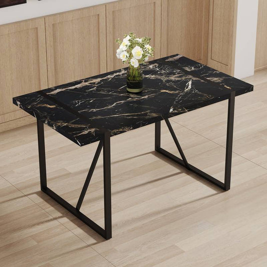 Chic Black Rectangular Dining Table for Gatherings
