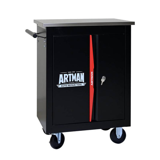 Versatile Double-Door Tool Cart - Black & Red