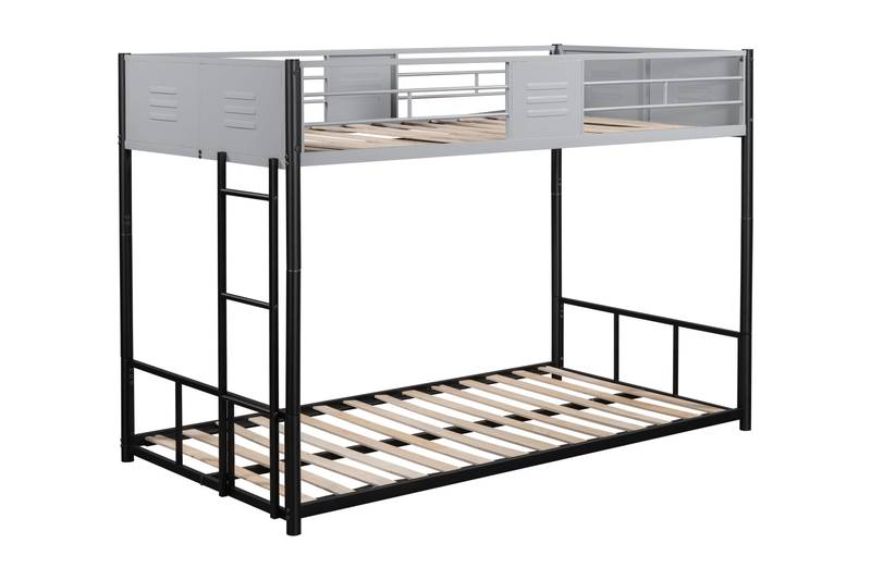 Sturdy Metal Twin Bunk Bed with Safety Guardrails