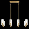 Sleek Satin Brass Island Pendant Light with Ribbed Glass