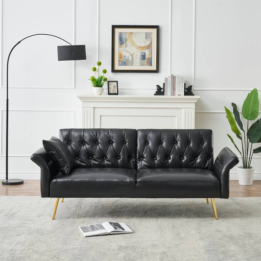 Cozy Convertible Faux Leather Sofa Bed