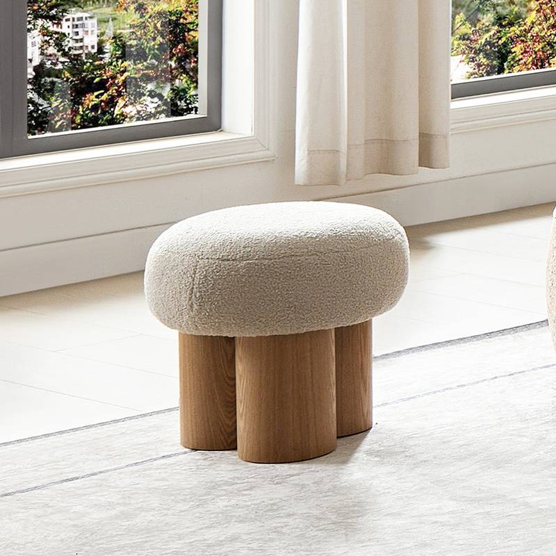 Cozy Mushroom Stool with Plush Cushion & Rustic Charm