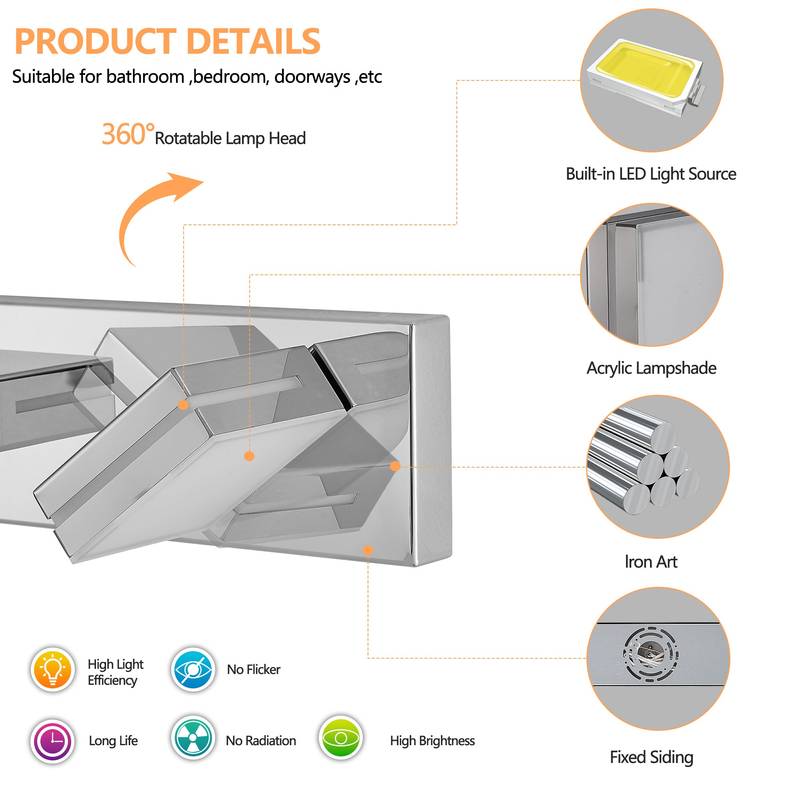 Sleek Chrome LED Vanity Light - Perfect for Your Bathroom!