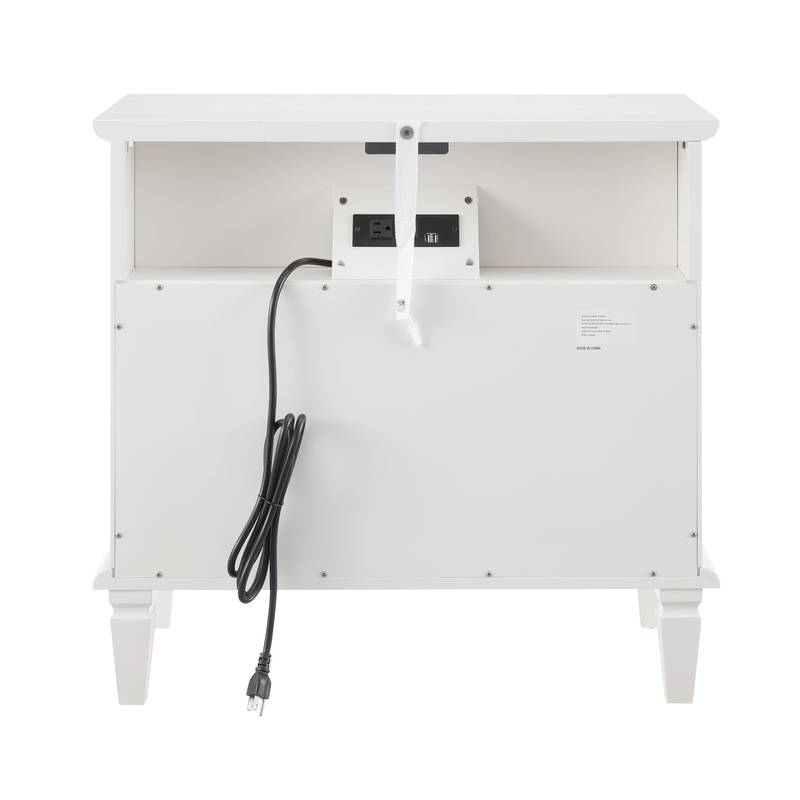 Charming Farmhouse Nightstand with Charging Station and Drawers