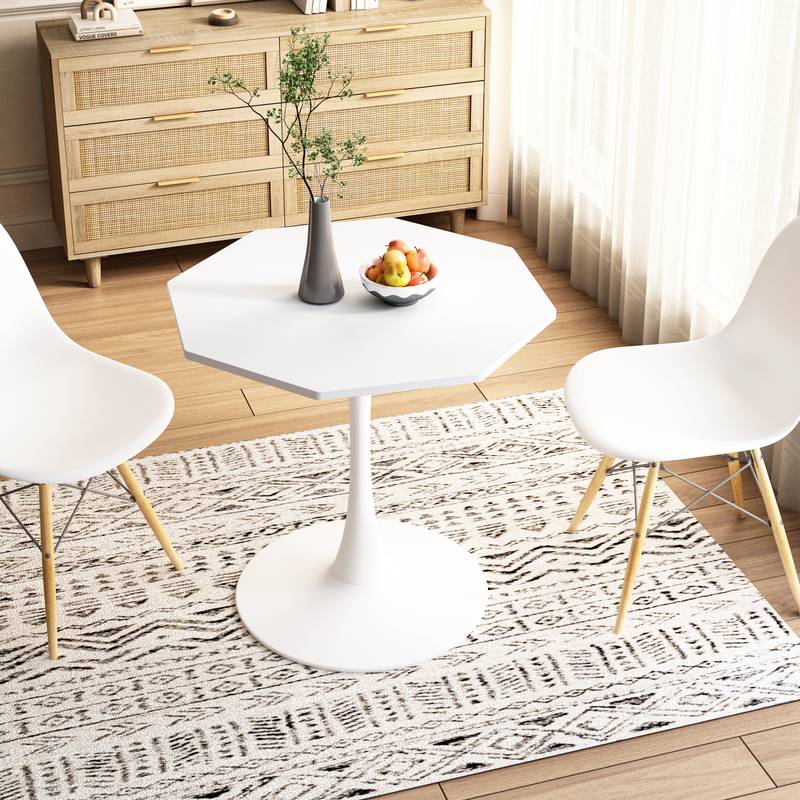 Chic Octagonal Coffee Table - Stylish White & Metal Design