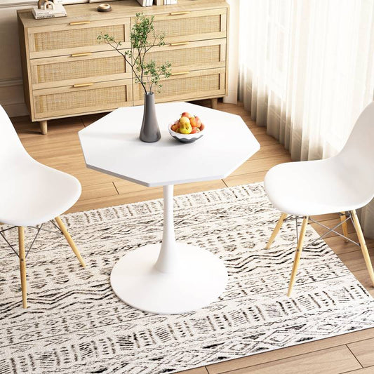 Chic Octagonal Coffee Table - Stylish White & Metal Design