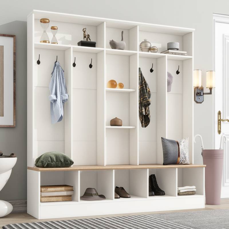 Chic Entryway Hall Tree with Storage Bench & Coat Rack
