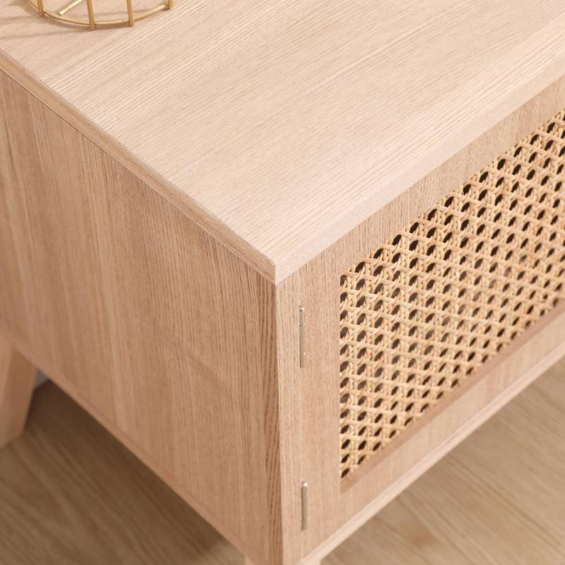 Boho Chic TV Stand - Stylish Rattan Console with Adjustable Shelves