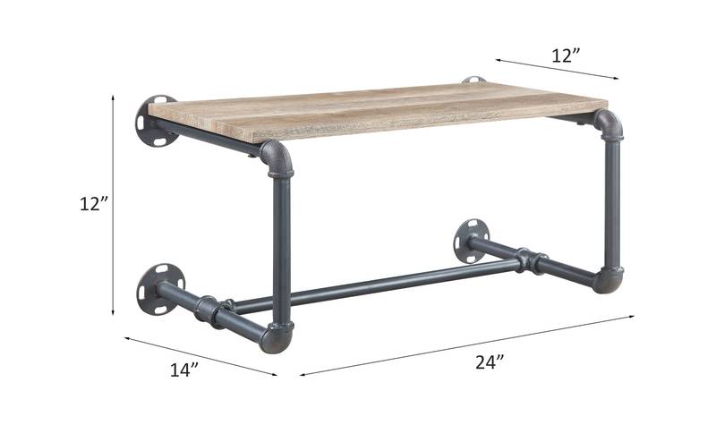 Brantley Oak & Gray Wall Rack