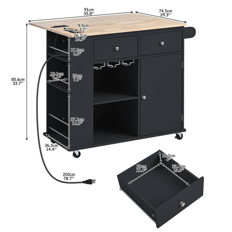 Versatile Kitchen Island with Power Outlet & Wheels