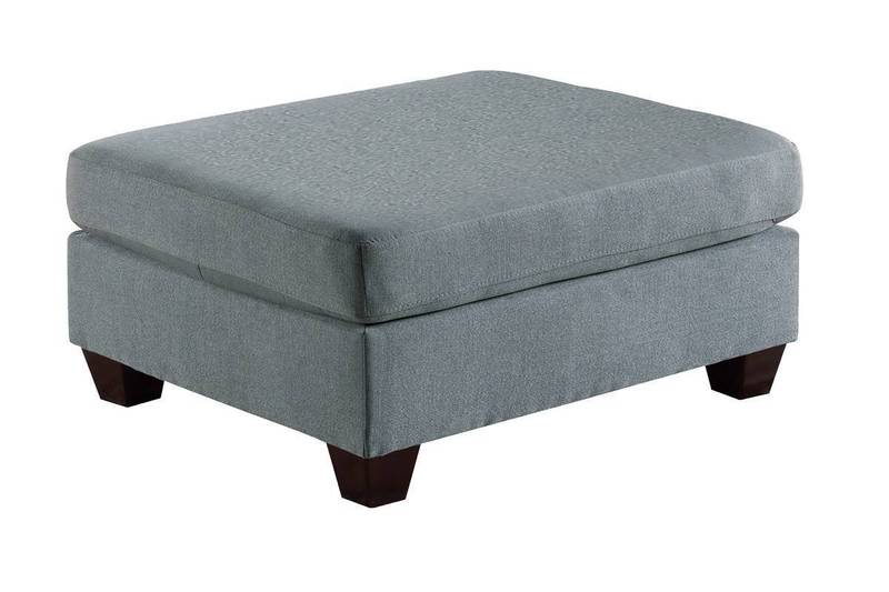 Chic Grey Plush Ottoman with Wooden Legs
