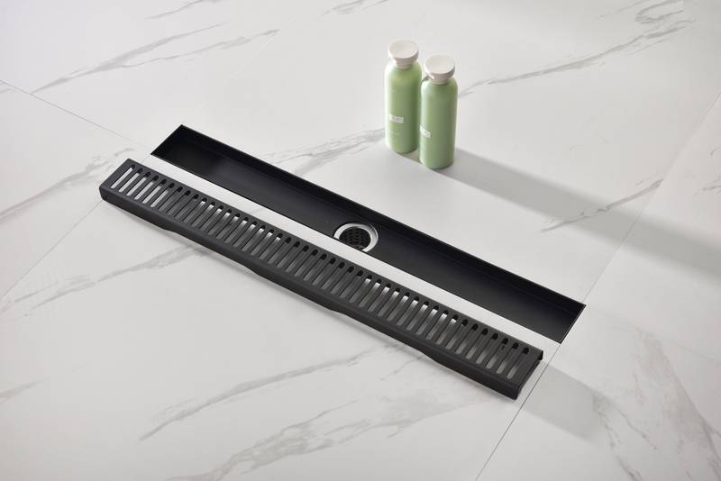 Sleek Linear Shower Drain with Easy-Clean Grate and Hair Strainer