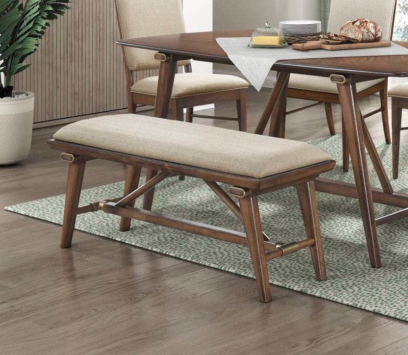 Chic Upholstered Brown Bench for Dining & Kitchen