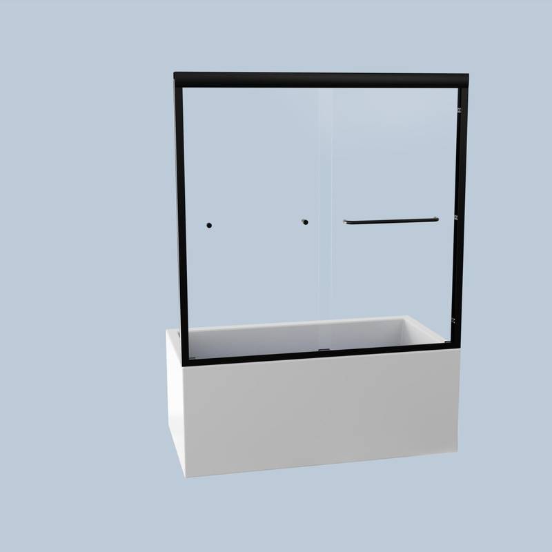 Sleek Matte Black Double Sliding Tub Door