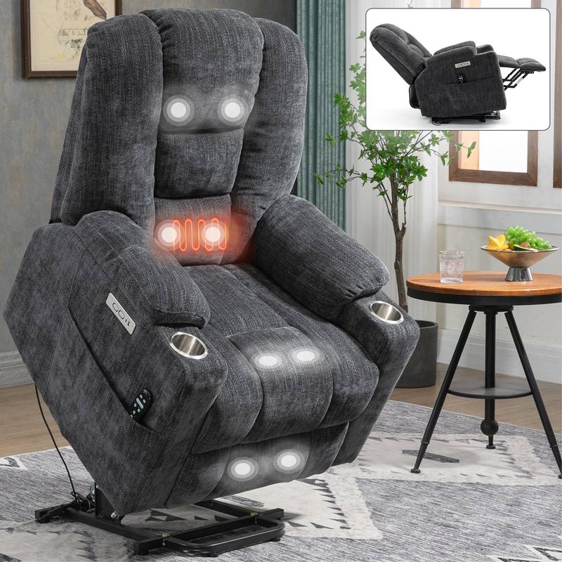 CozyLift Massage Recliner for Seniors - Plush Comfort with Heat and USB Charging