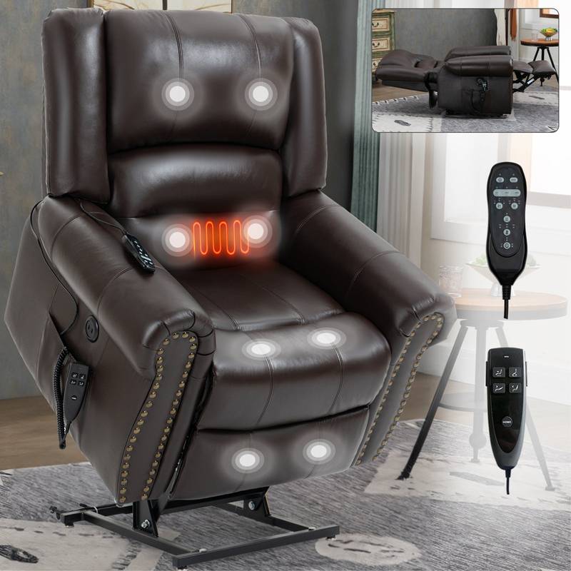 ComfortLift Massage Recliner - Genuine Leather with USB Ports