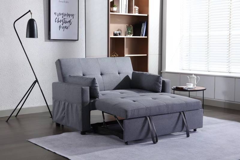 Cozy Convertible Sleeper Loveseat in Dark Grey