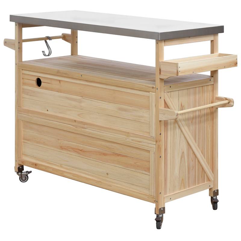 Farmhouse Rolling BBQ Bar & Storage Island